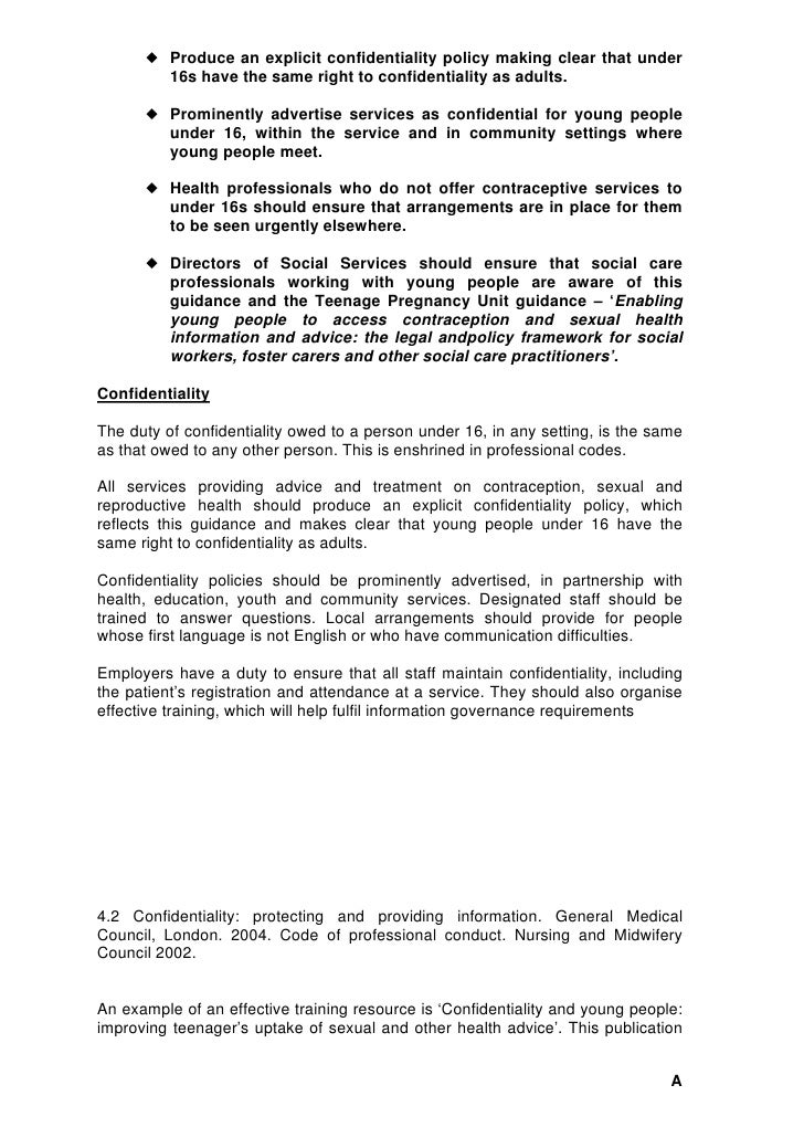 confidentiality and sexually active teens Confidentiality and sexually active teens